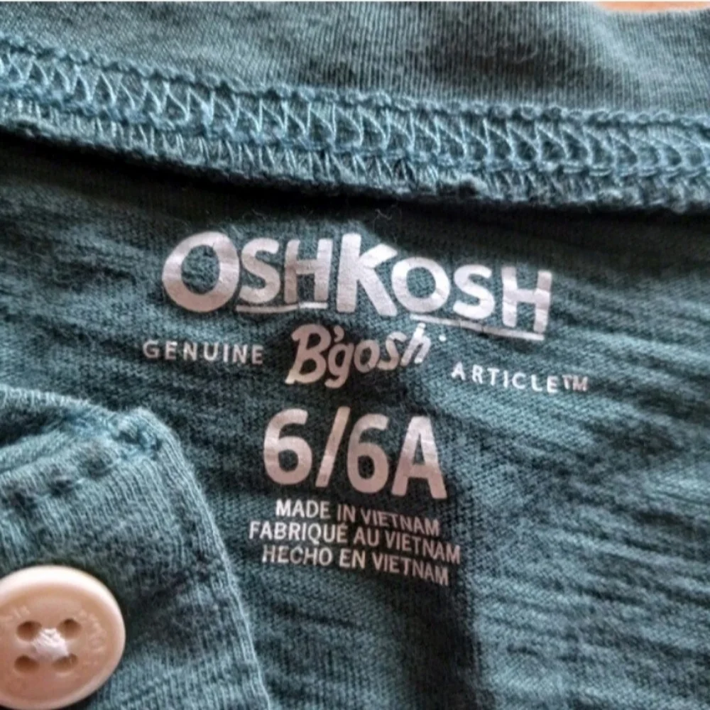 Oshkosh B'gosh Blue Green Colorblock Long Sleeve Henley Tee Boys 6